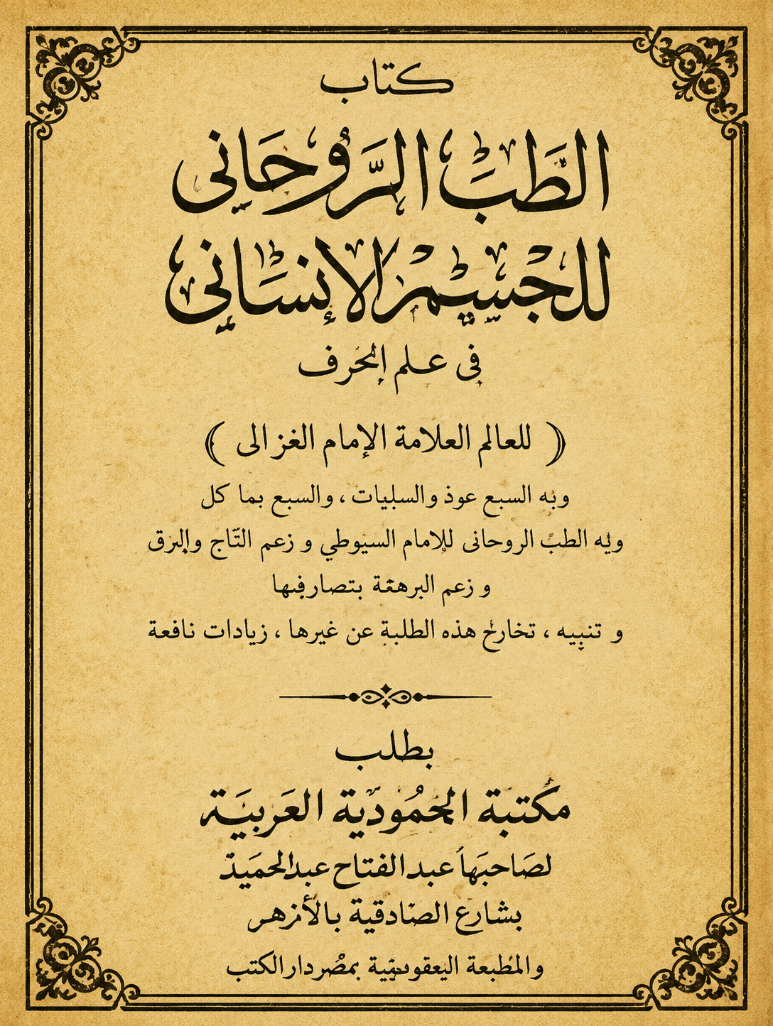الطب الروحاني للجسم الأنساني للأمام الغزالي - من أعداد أحمد عبادي شحات مطبوع