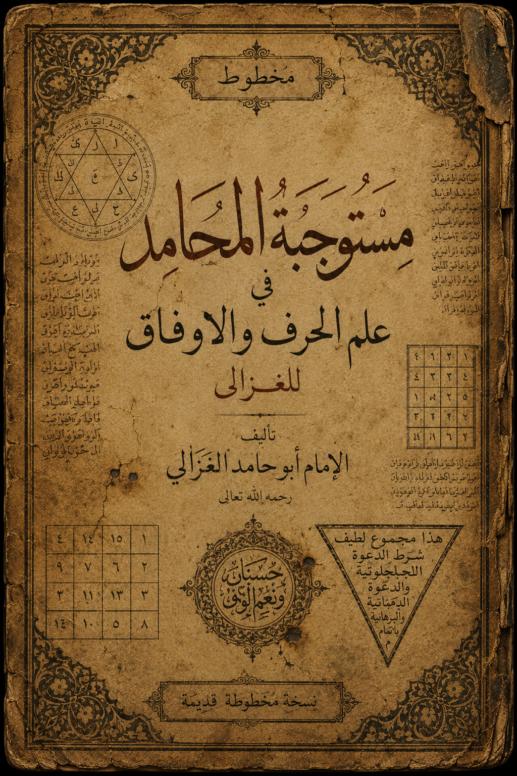 مخطوط مستوجبة المحامد فى علم الحرف والاوفاق للغزالى